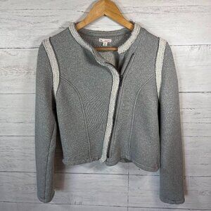 Gap Jacket Womens Size Medium Heather Gray Asymmetric Zipper 100% Cotton Moto
